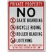 No Skateboarding Bicycle Riding Rollerblading Loitering Sign